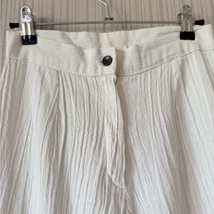 Lightweight Cream Textured Wide-Leg Pants